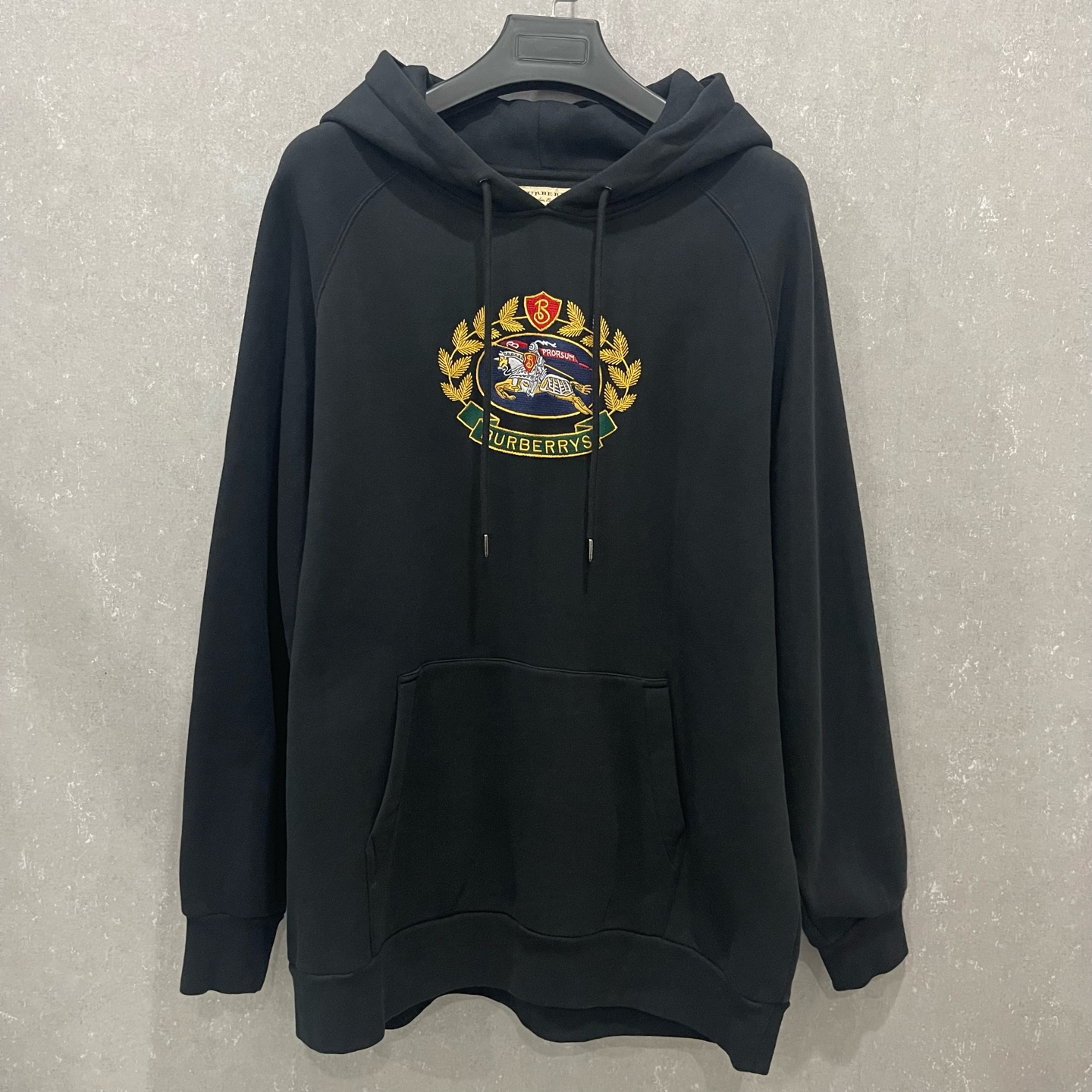 99新 BURBERRY/博柏利 战马刺绣 连帽卫衣 XL码003524