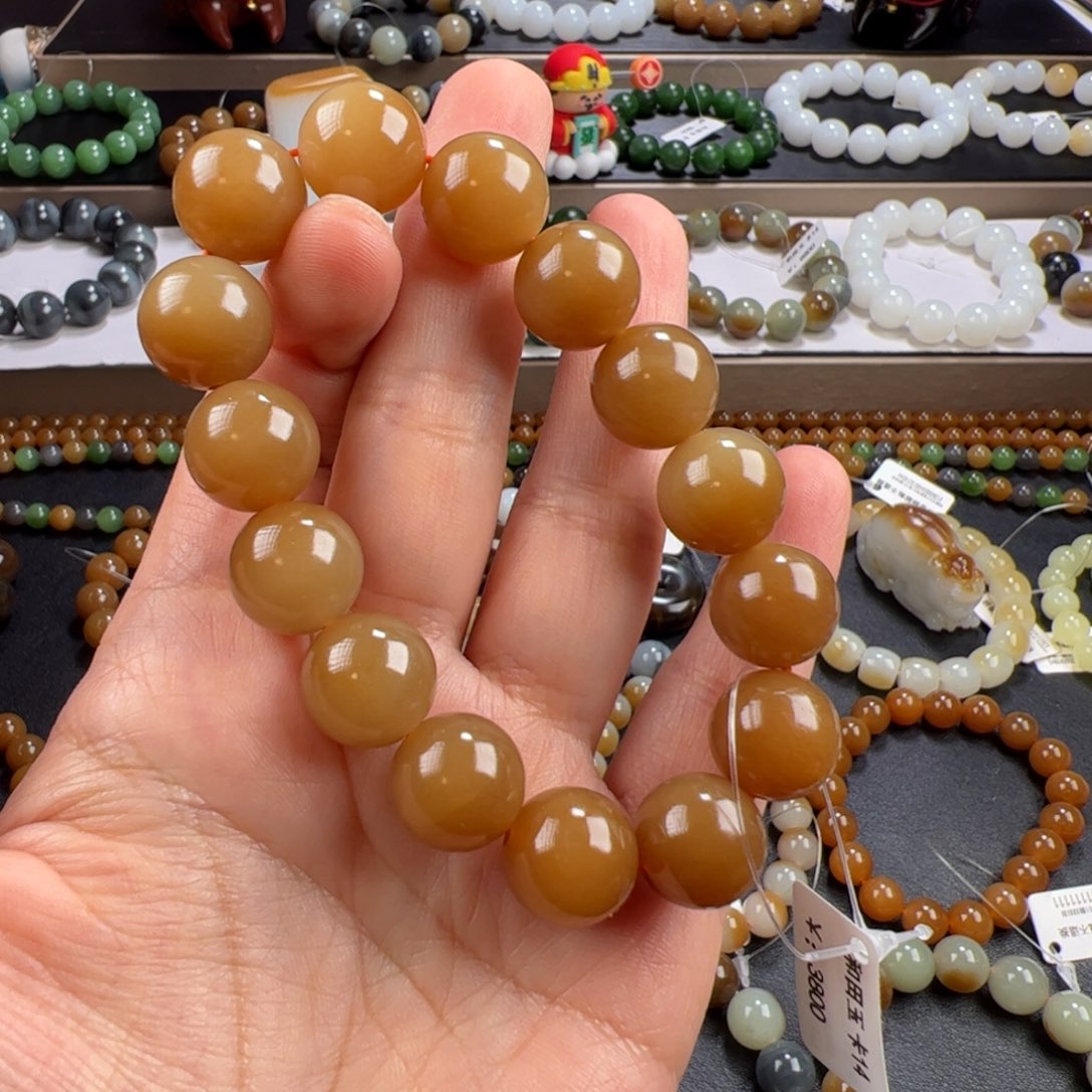 和田玉手链未镶嵌新疆且末糖14 大大大漏