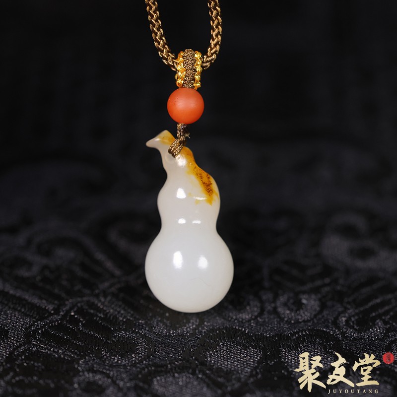 聚友堂王伟玉雕3克新疆和田玉籽料洒金皮玉葫芦挂件玉吊坠
