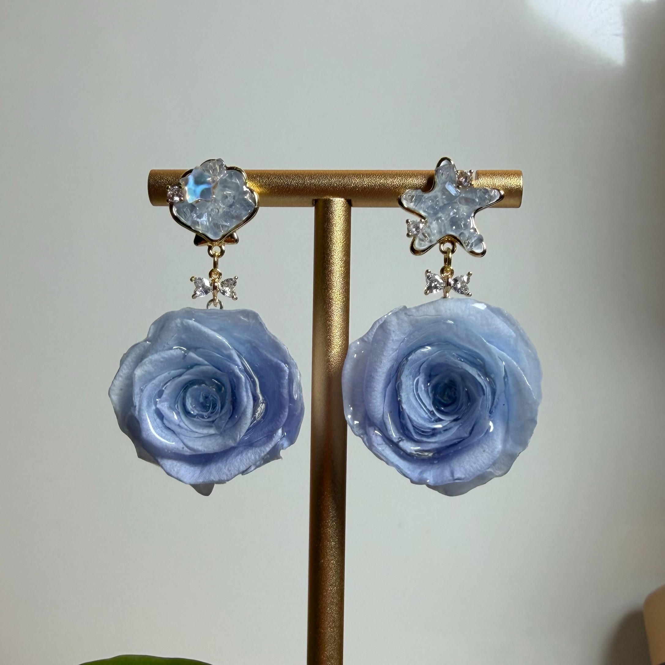 合金耳饰 【永生花】云南真鲜花耳饰耳坠手作diy国潮气质轻奢时尚