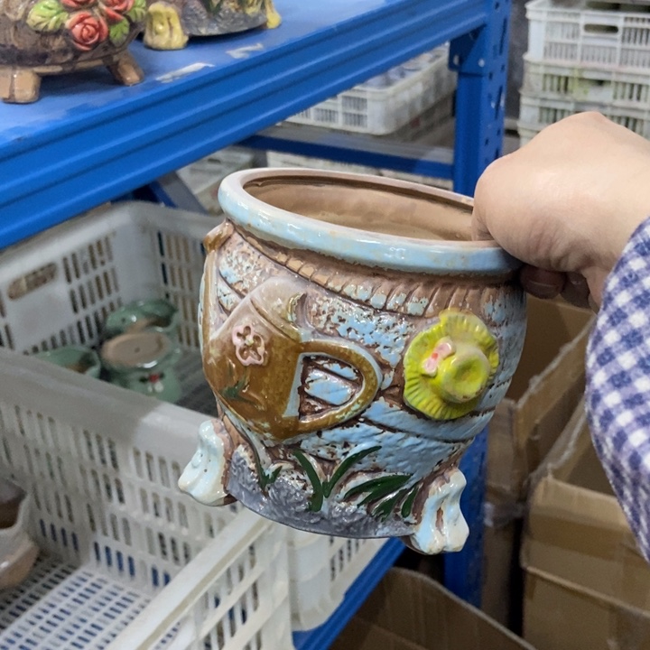 陶瓷花盆单场满9.9发12.5*13蓝