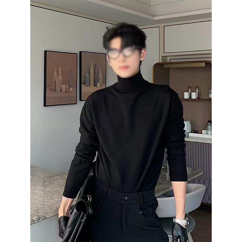 黑色德绒高领打底衫男款冬季加绒加厚内搭长袖t恤痞帅高级感卫衣