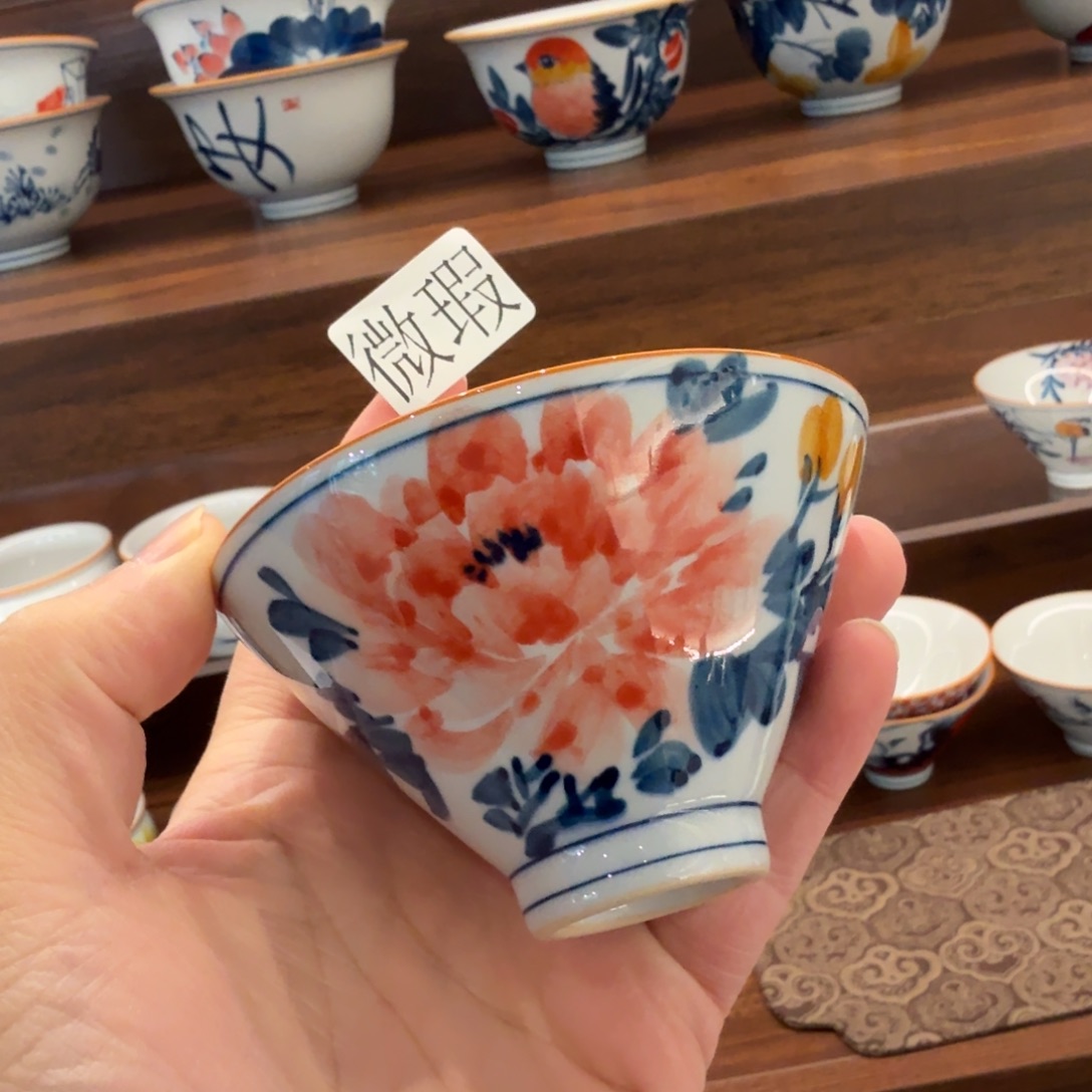 釉下手绘茶具微瑕