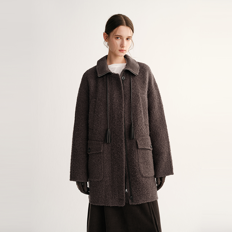 MSLAN都市游牧巴恩风毛呢外套松绒风羊驼毛混纺双面呢MHDD557