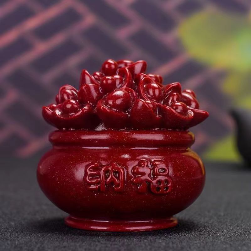 精美纳福聚宝盆流水摆件