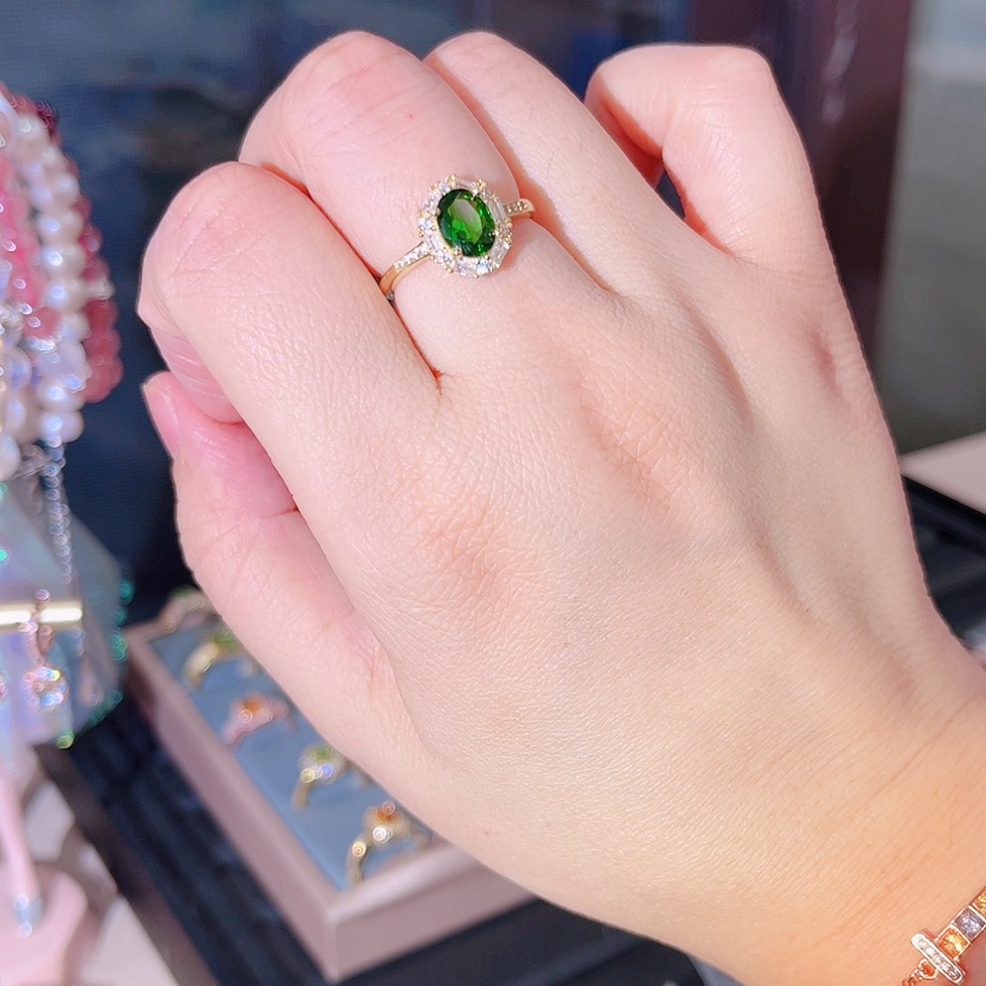 透辉石戒指银S925镶嵌