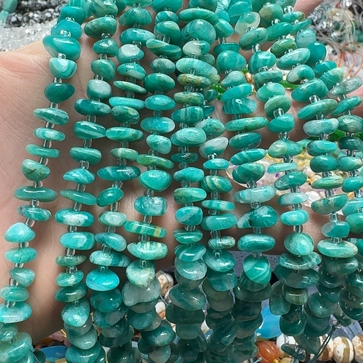 玛瑙/玉髓未镶嵌珠宝半成品一条8mm俄料天河石