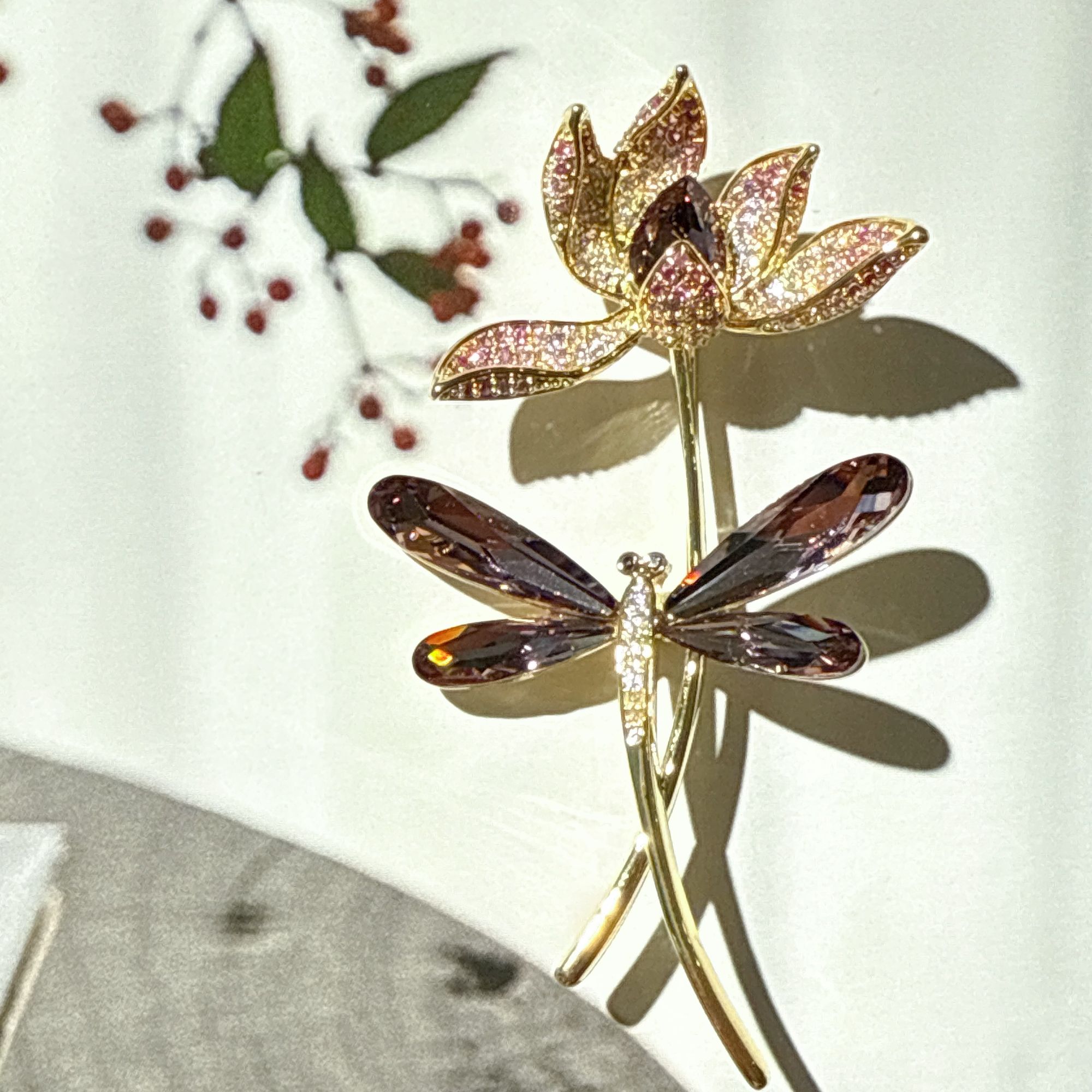 铜合成锆石胸针 【Vivian专属】好运莲莲优雅气质莲花胸针