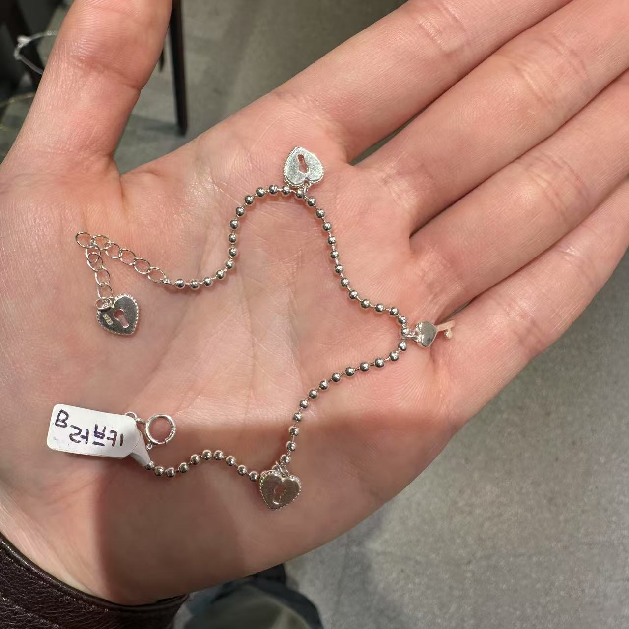 925银手链 0507A06 TJ韩国女装直播代购925银爱心钥匙手链手链 