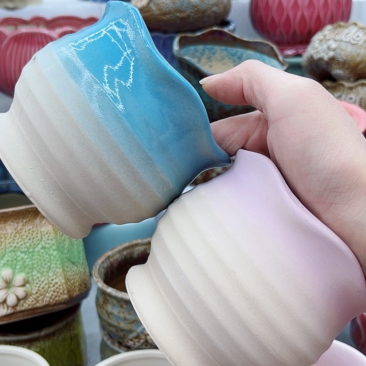 多肉绿植陶瓷花盆9.9包邮，有孔