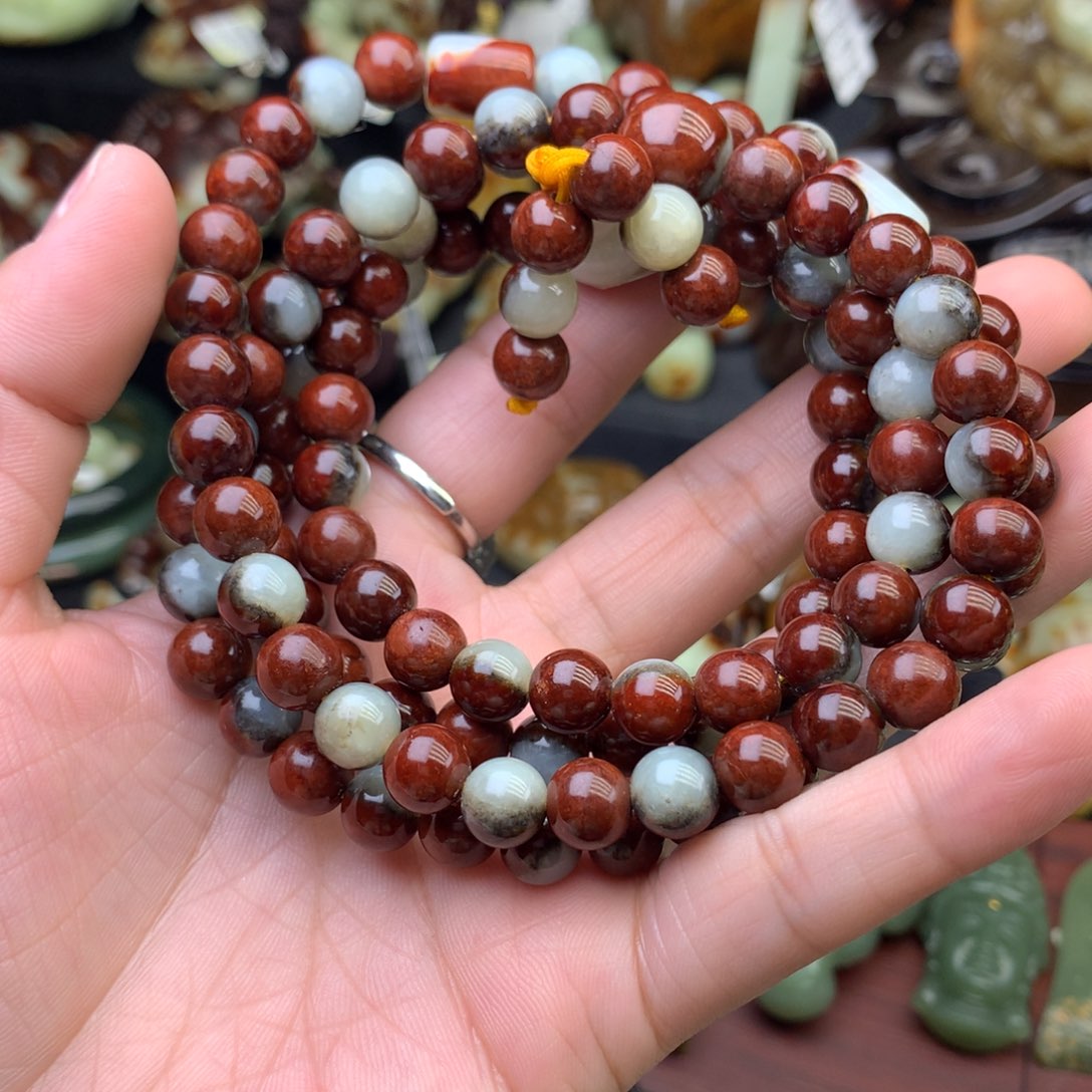 岫岩河磨玉（透闪石质玉）108未镶嵌抖