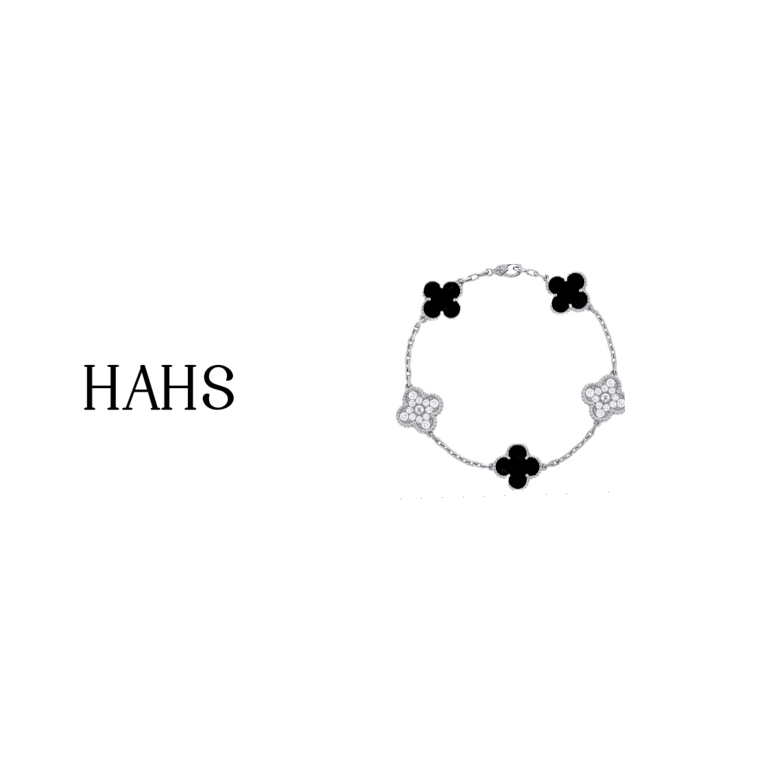 合金手链 （银间钻黑）合金镀新升级四叶草五花时尚轻奢百搭
