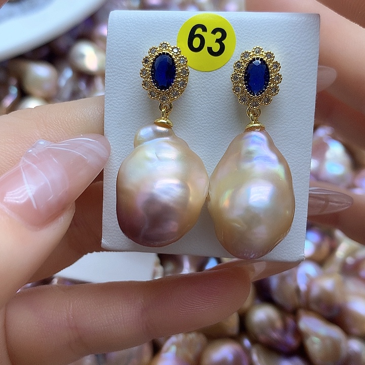 淡水珍珠耳饰银S925镶嵌