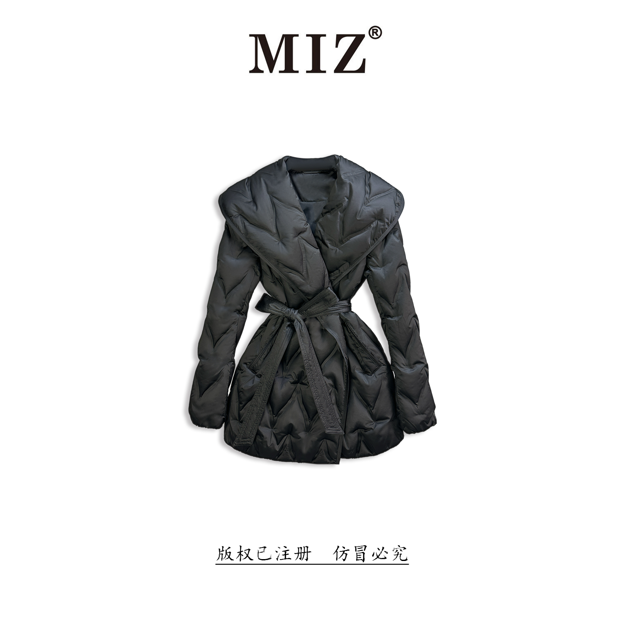 【MIZ】冬季新款设计师款时尚轻奢百搭收腰防风显瘦女鹅绒服50137