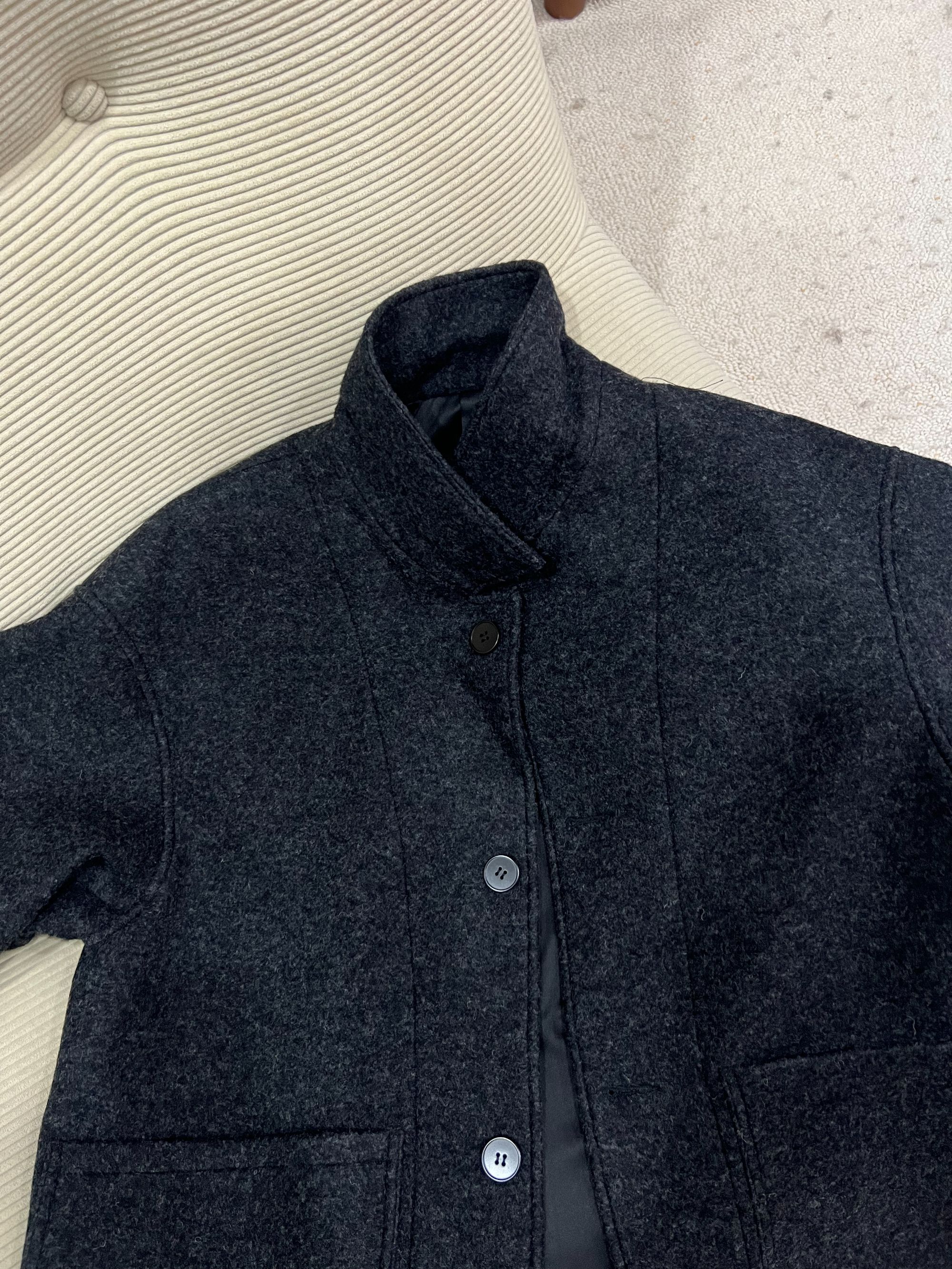 赫本风立领设计感通勤休闲羊毛外套女