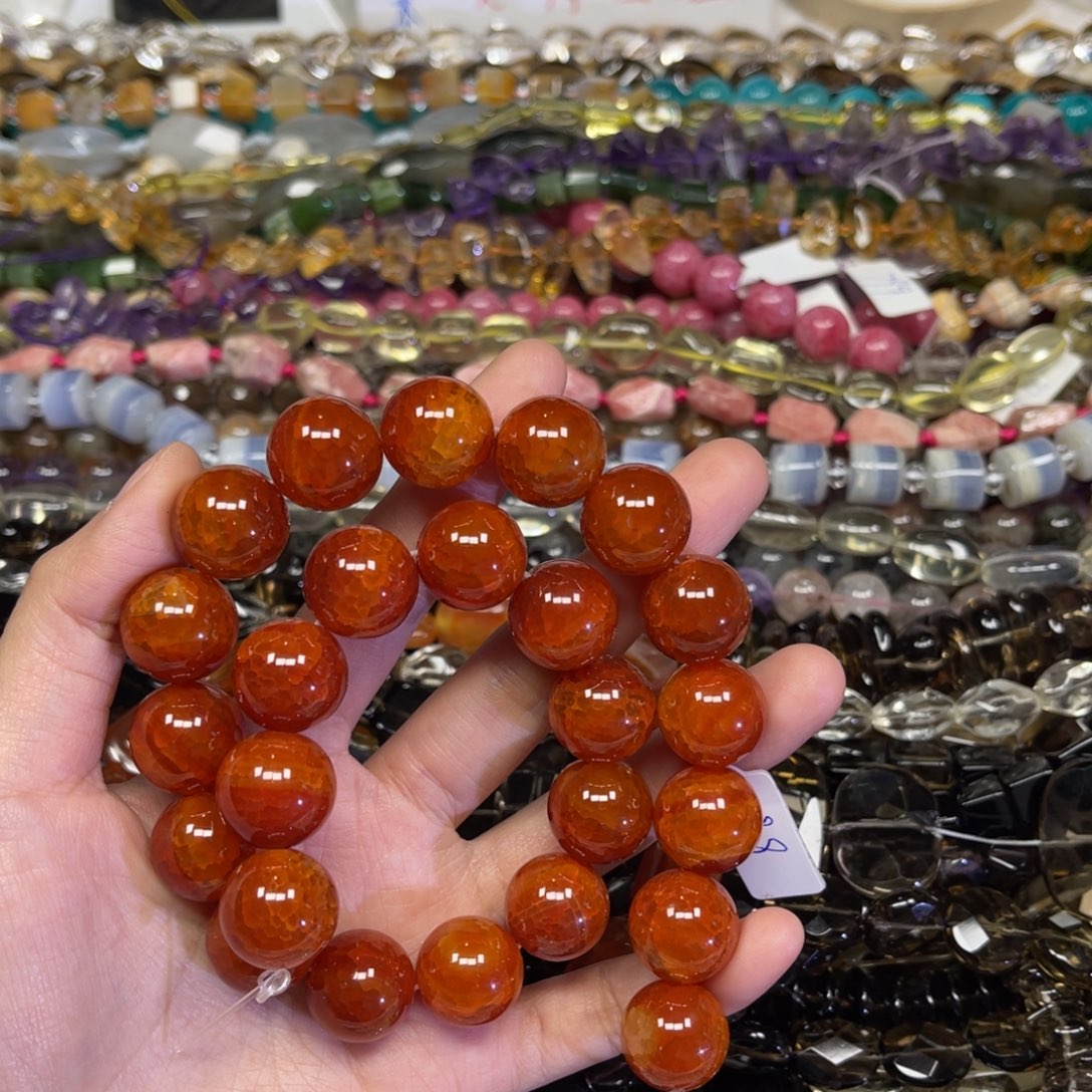 玛瑙/玉髓散珠天然龙鳞玛瑙卡16长条38厘米