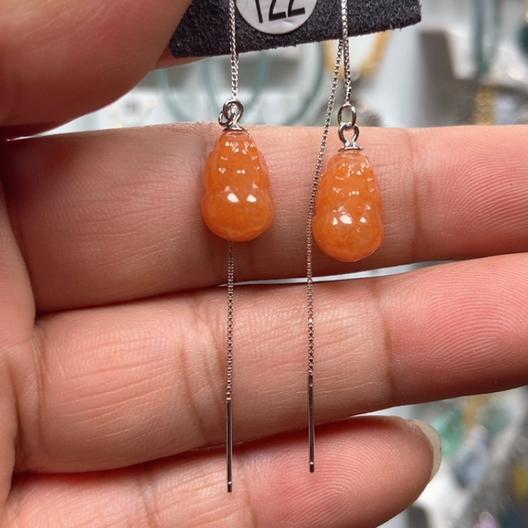 【闪购商品】翡翠耳饰银S925镶嵌优化耳饰