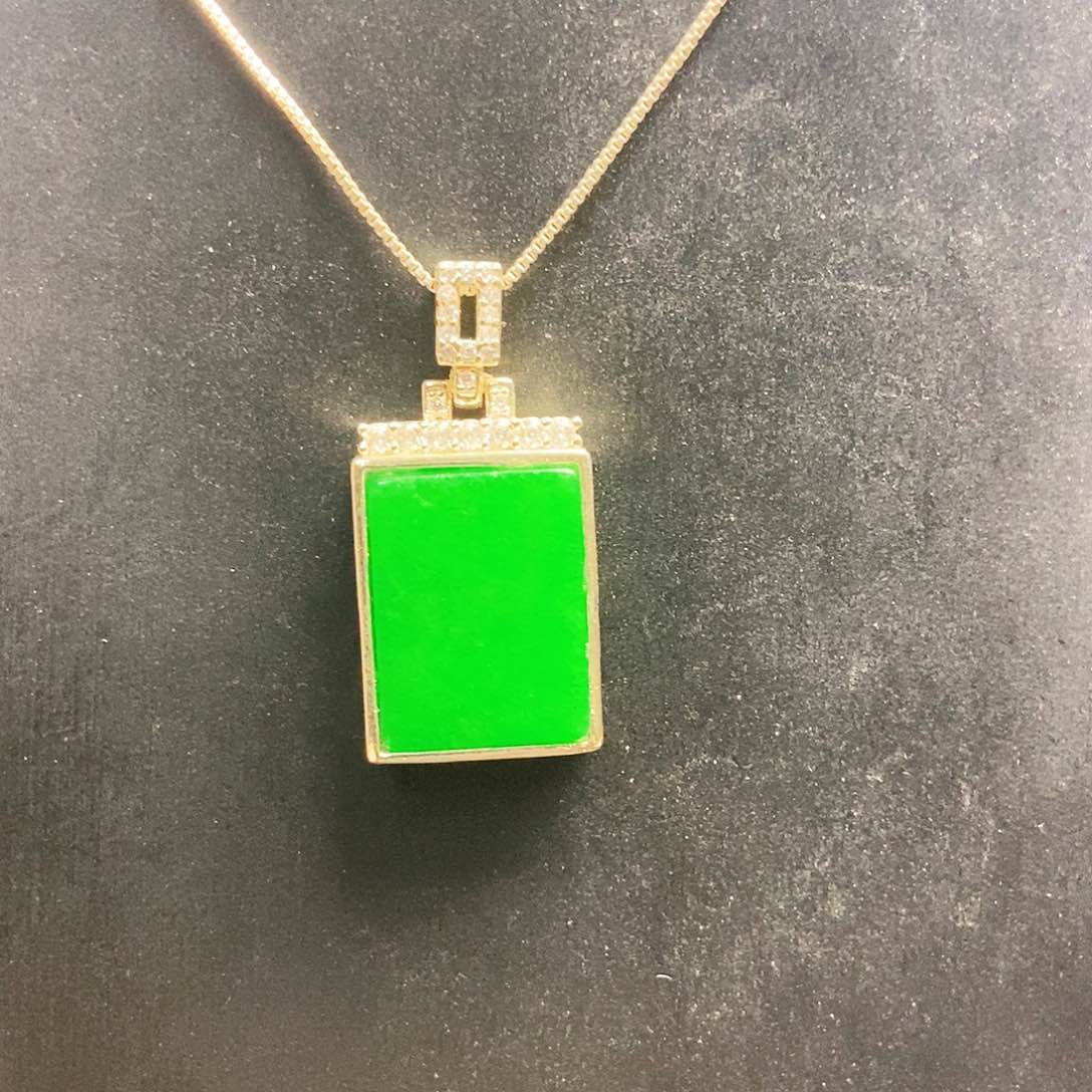 翡翠14K金镶嵌吊坠(不含链)