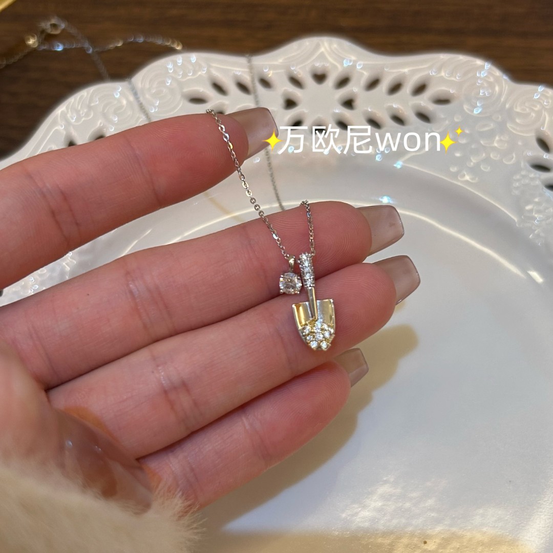 坠链均925银合成锆石 CHANGE x 小铲子~项链锁骨链简约  主X434