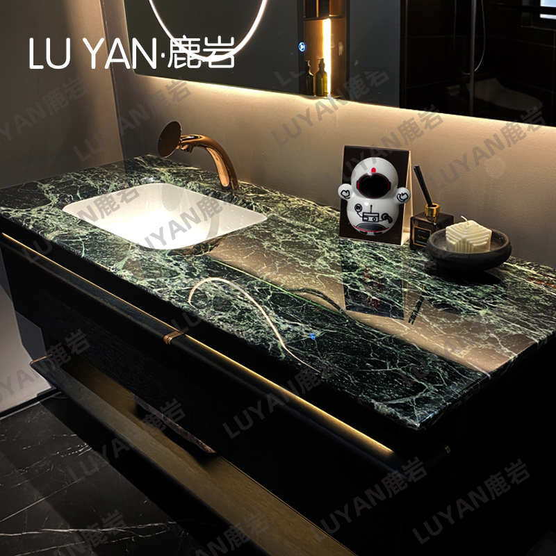 天然奢石普拉达绿陶瓷无缝一体盆浴室柜组合卫生间洗漱台洗脸台盆