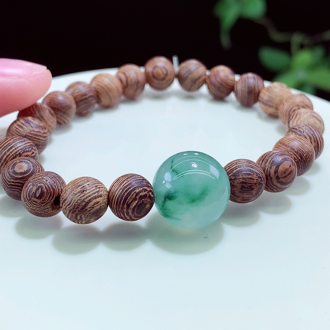 未镶嵌手链翡翠意境飘花卡14mm