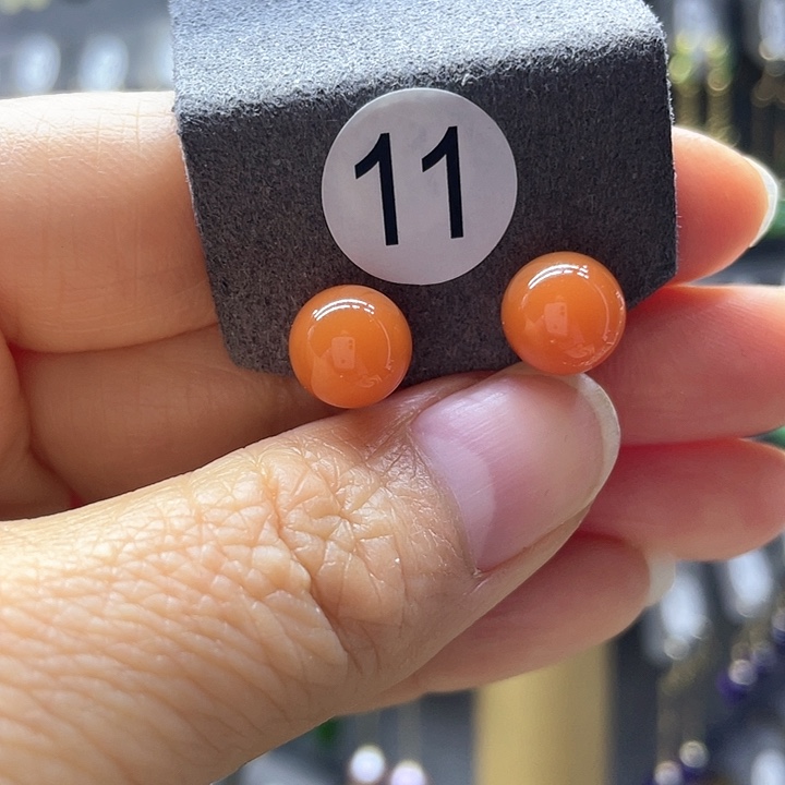 南红玛瑙耳饰18K金镶嵌