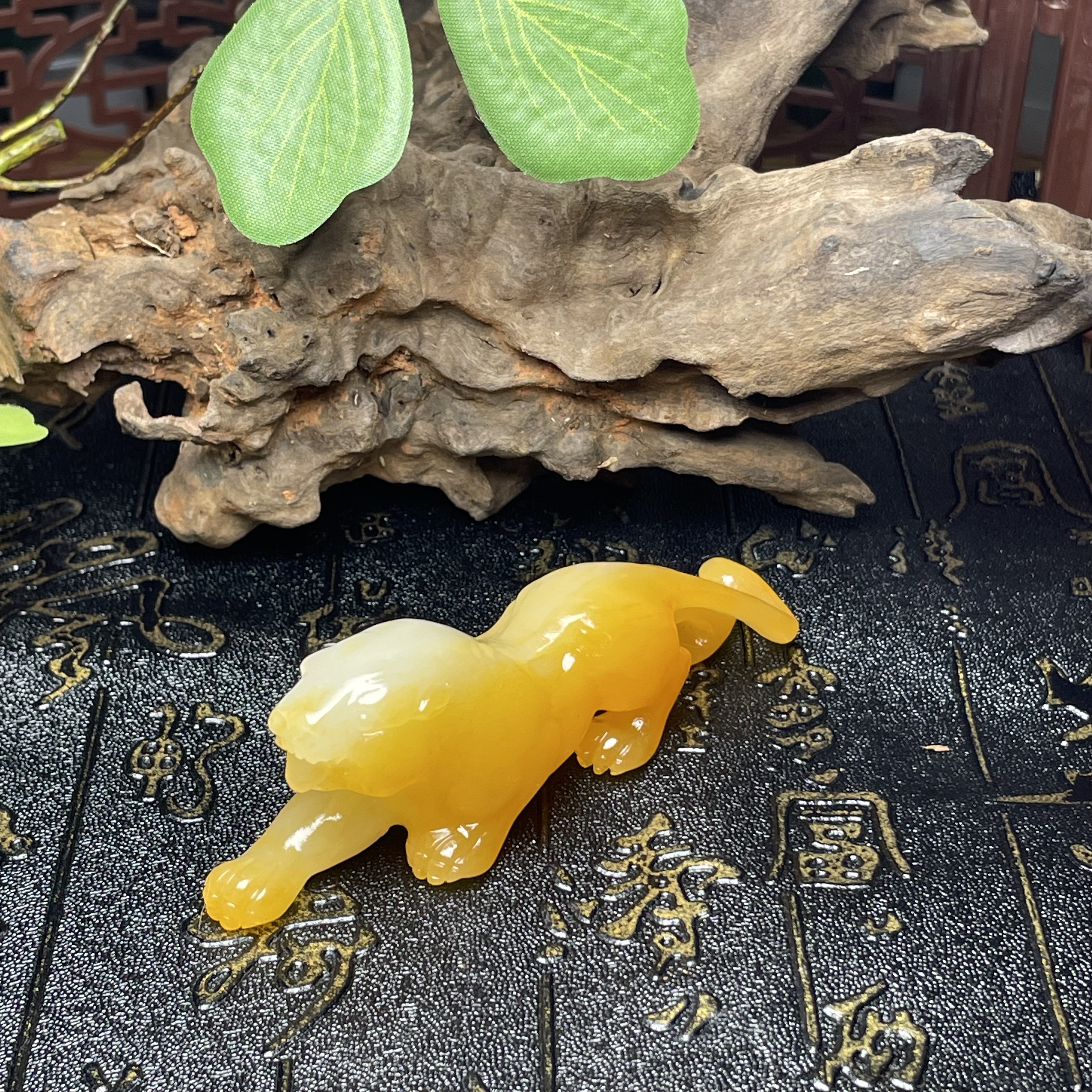 新疆和田玉黄沁豹子吊坠挂件纯手工特色雕刻 独籽大开门