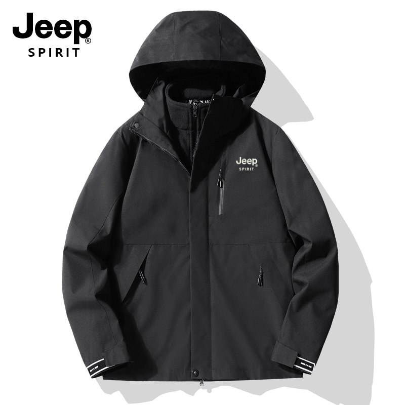 JEEPSPIRIT可拆卸情侣户外冲锋衣2025年三合一登山服防风夹克外套