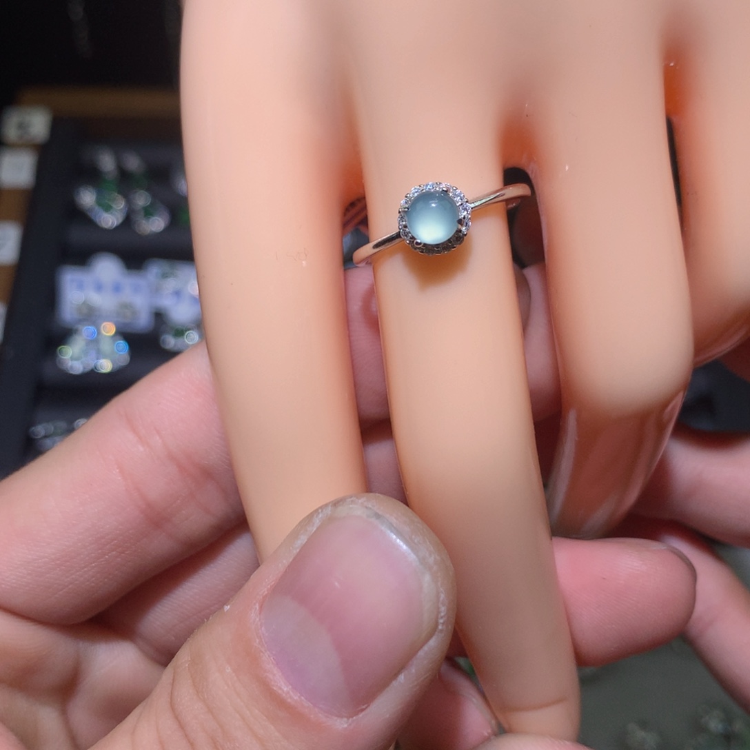 翡翠银S925镶嵌戒指戒指