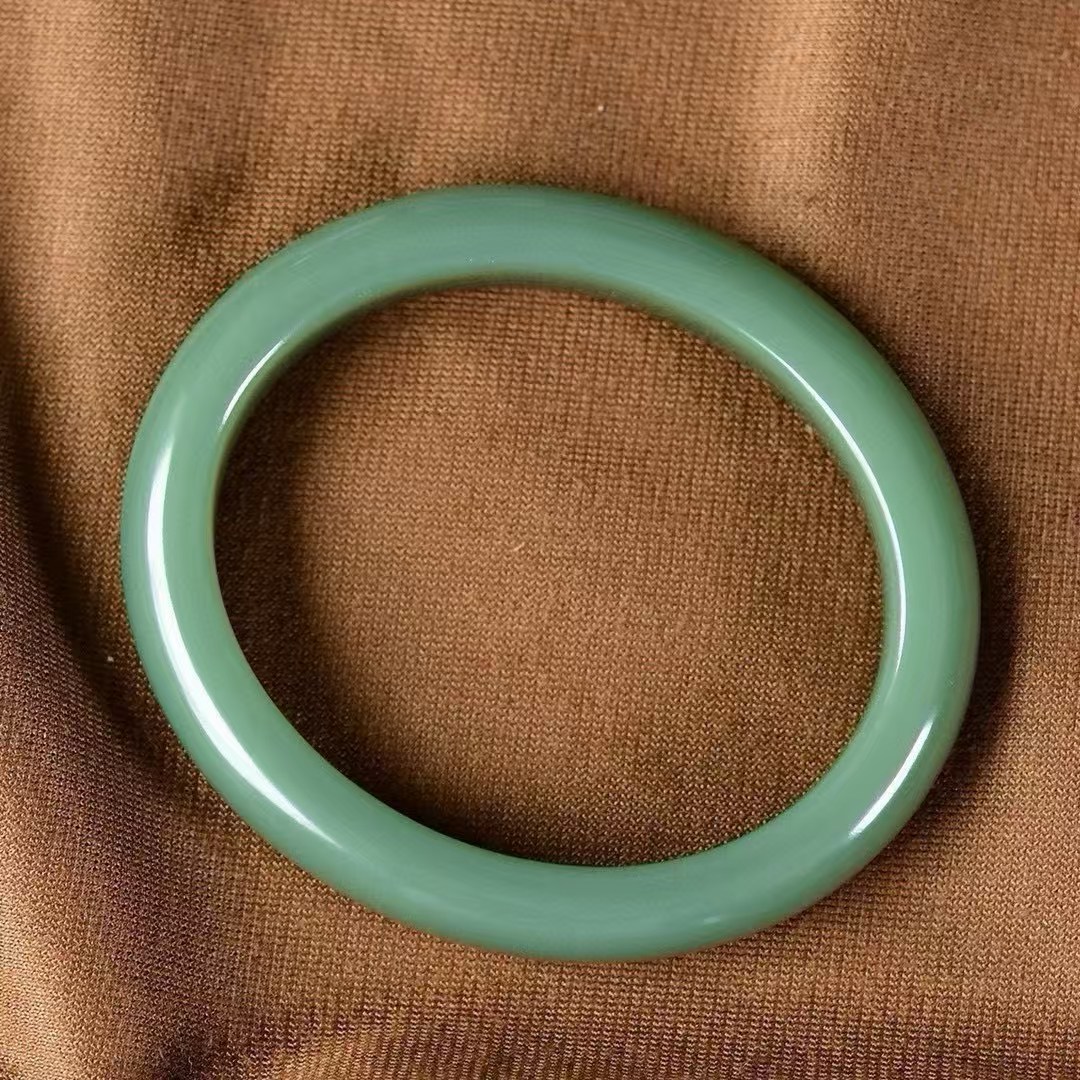 精品 贵妃手镯 碧玉粉青手镯时尚绿色绿色