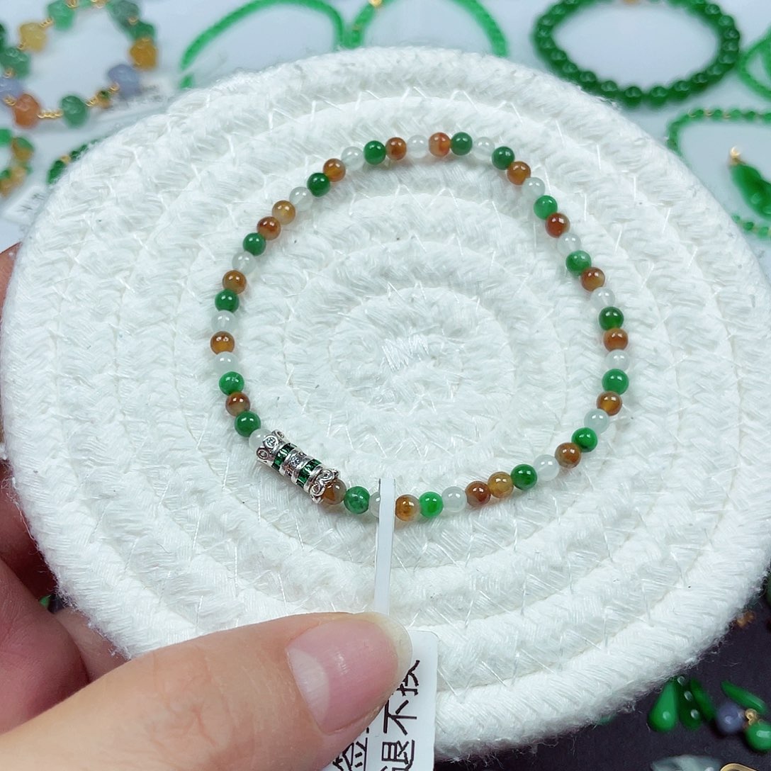 翡翠未镶嵌手链天然缅甸翡翠A货卡3.5