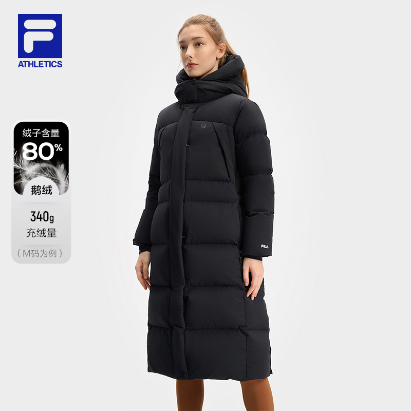 Fila/斐乐女子冬季【保暖鹅绒】连帽长款运动羽绒服A61W541997A
