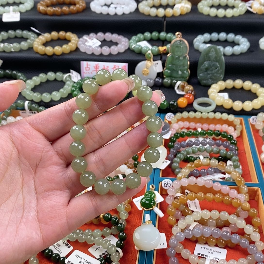 和田玉手链 10MM未镶嵌晴水