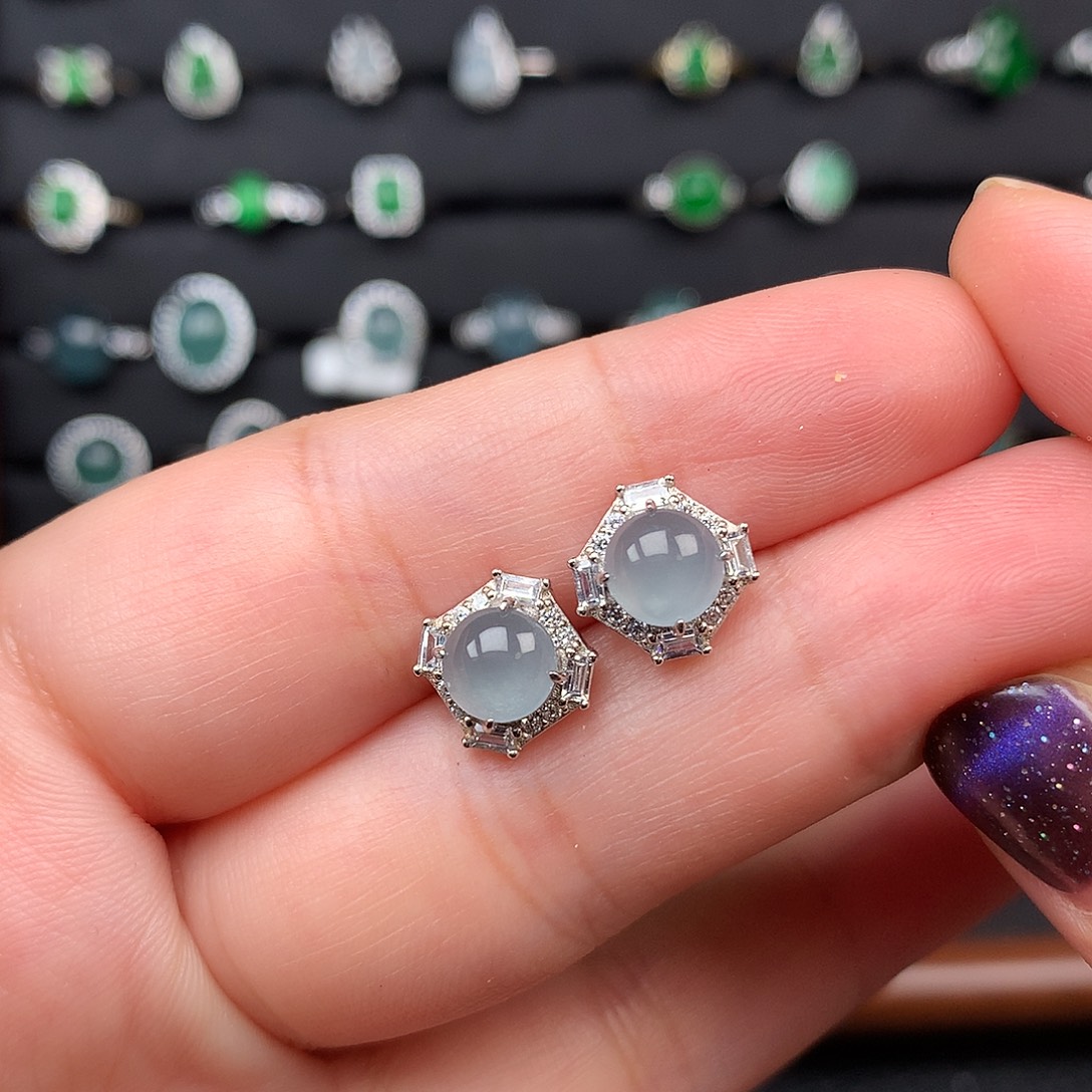 鑫***妤翡翠银S925镶嵌耳饰