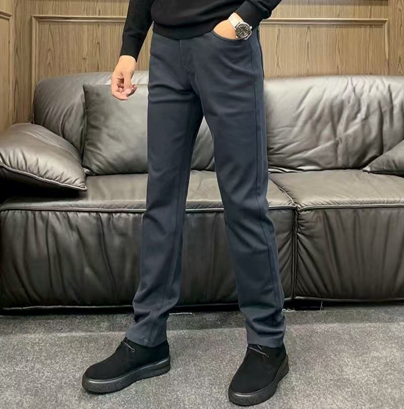 TIRIRT25秋冬25897A男士高端商务休闲简约拼皮小直筒纯色休闲裤