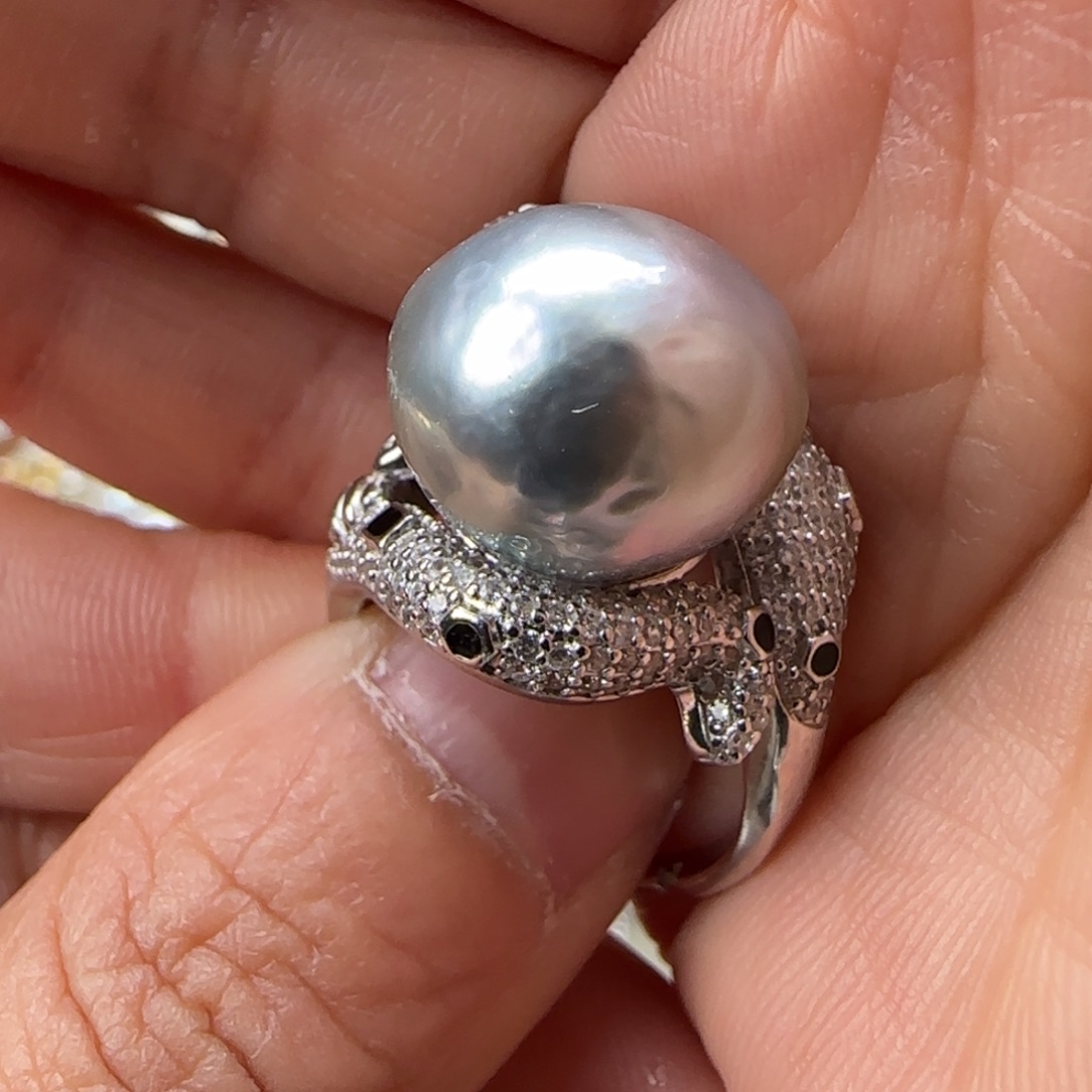 海水珍珠戒指银S925镶嵌