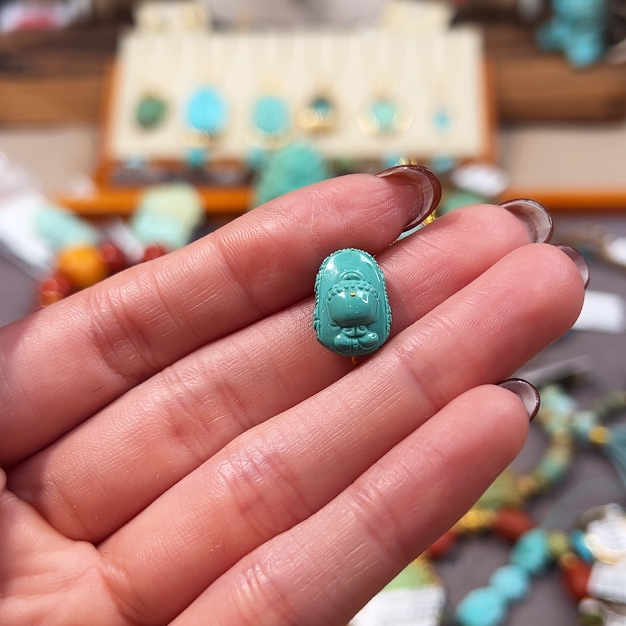 【闪购商品】未镶嵌绿松石裸石五*宝宝佛