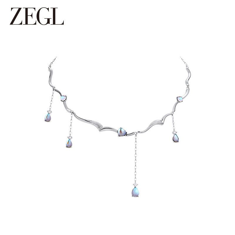 ZEGL 铜合金项链 人鱼泪项链高级感女气质轻奢时尚法式小众锁骨链