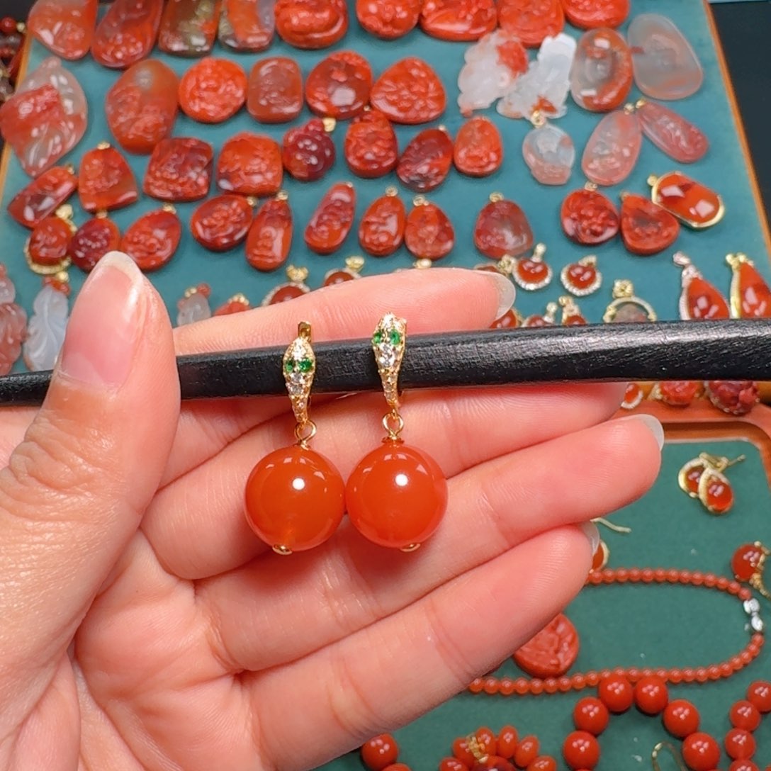 南红玛瑙南红12+银S925镶嵌