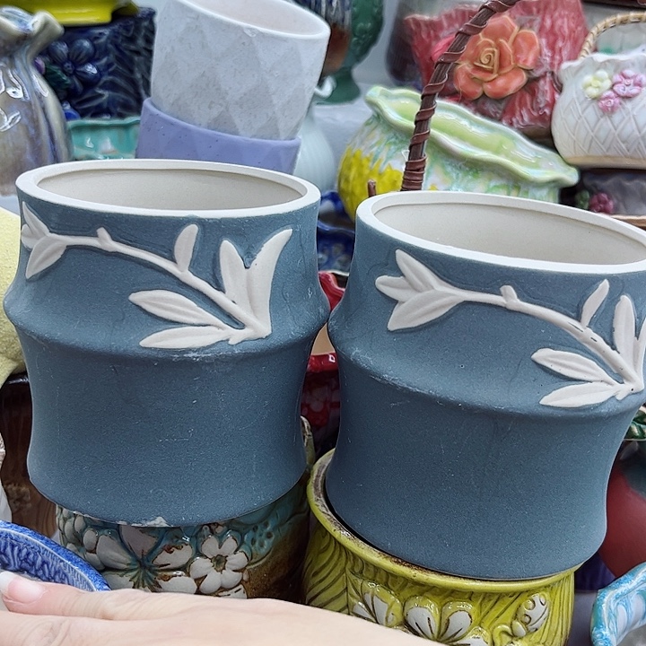 多肉绿植陶瓷花盆9.9包邮，有孔