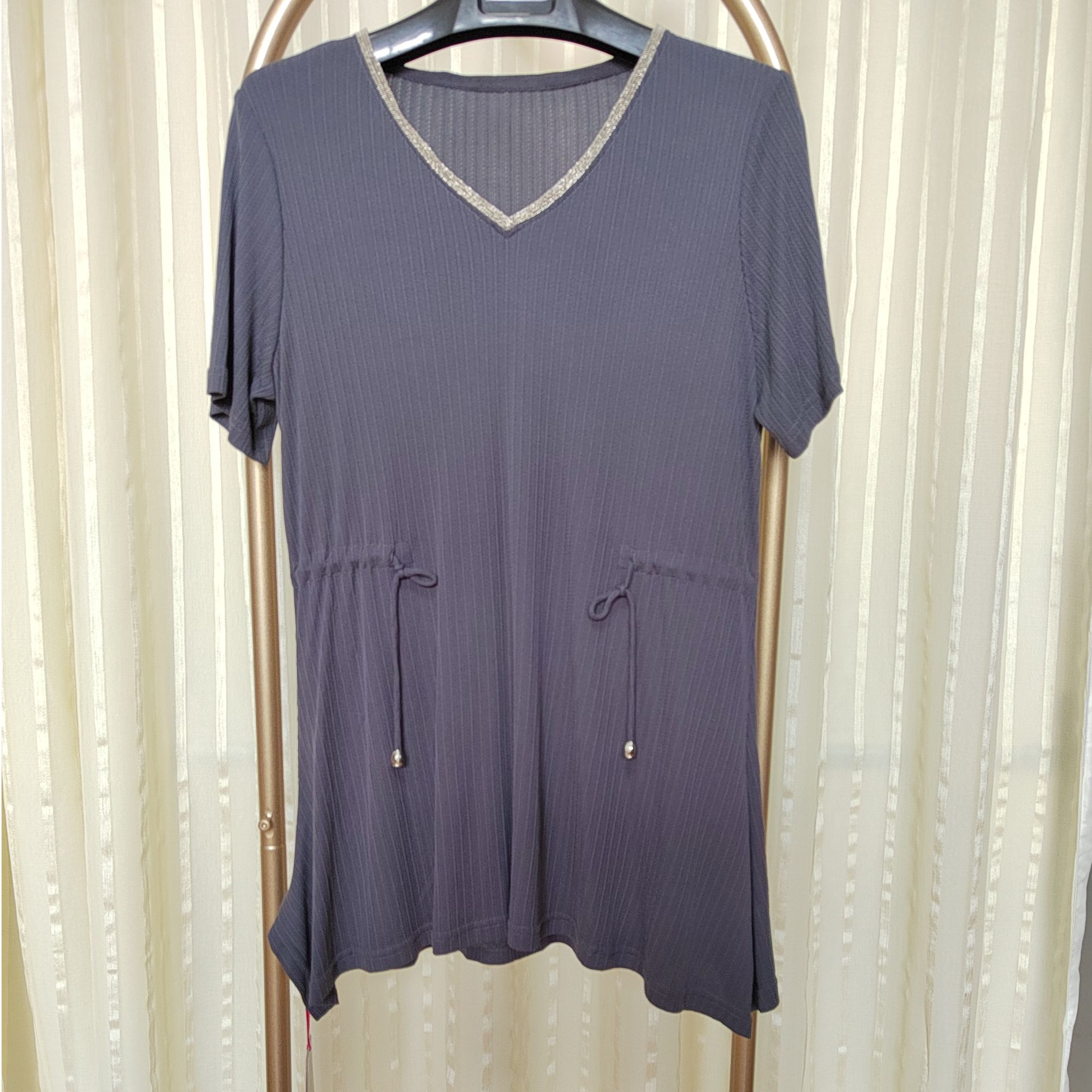 （M）胖人坊大码女装莫代尔V领套装上衣Ta-3172 衣长80 120