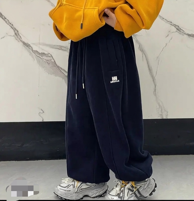 （精选）新款中大童裤子加绒加厚保暖宽松百搭休闲男童女童冬季时尚