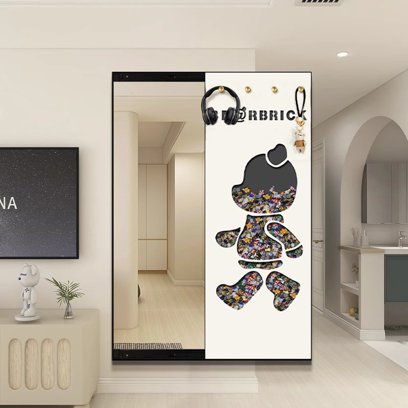 卧室客厅推拉隐藏式镜子玄关试衣镜全身镜壁挂家用遮挡穿衣镜挂画