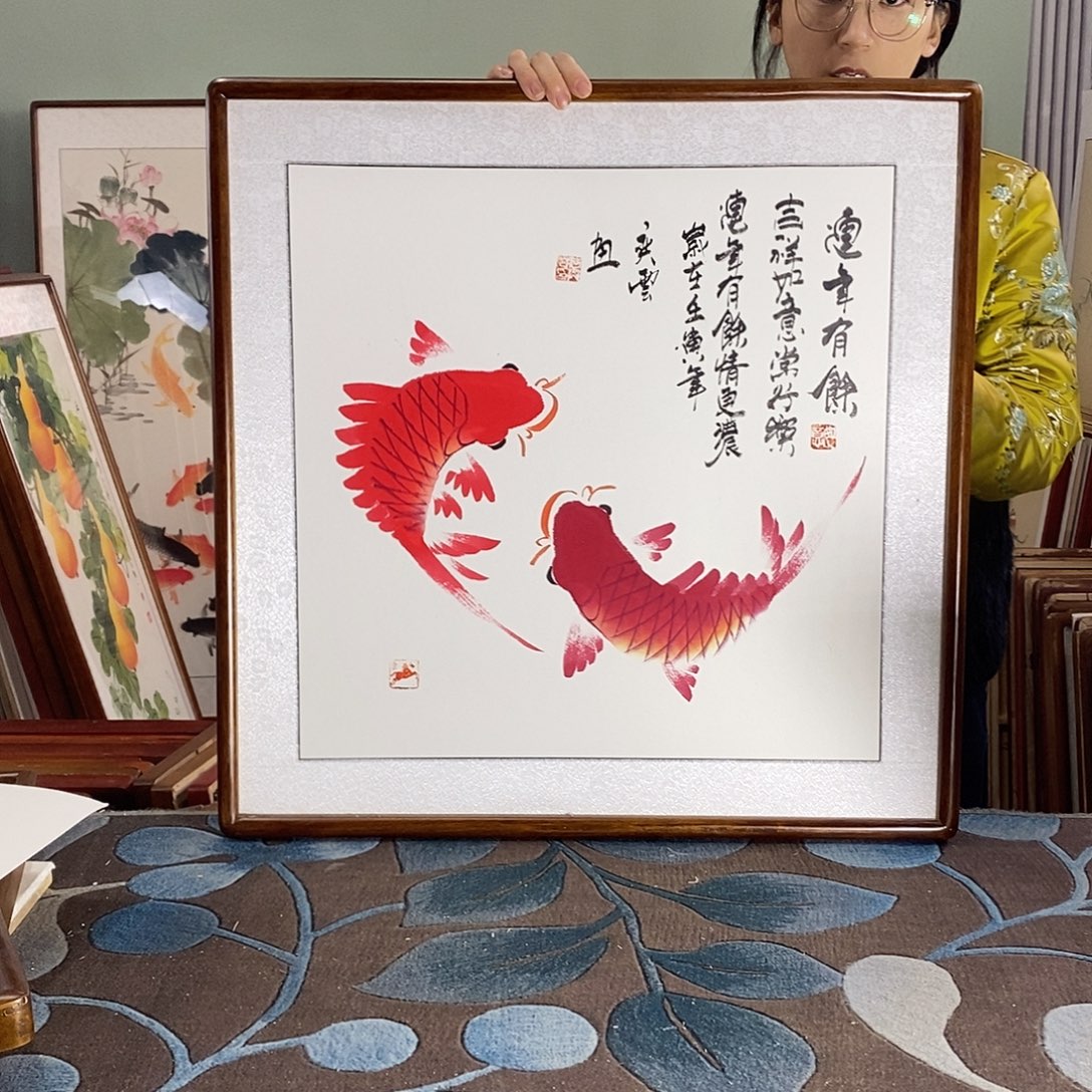 国画62✖️62手写手绘带框包邮国画作品