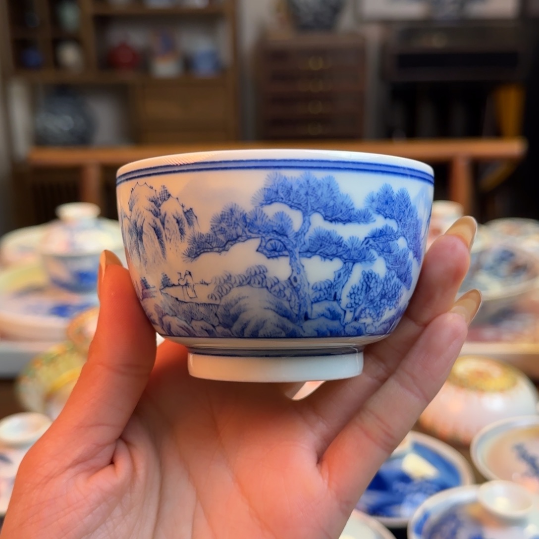 杯山水精工山水杯纯手绘福利