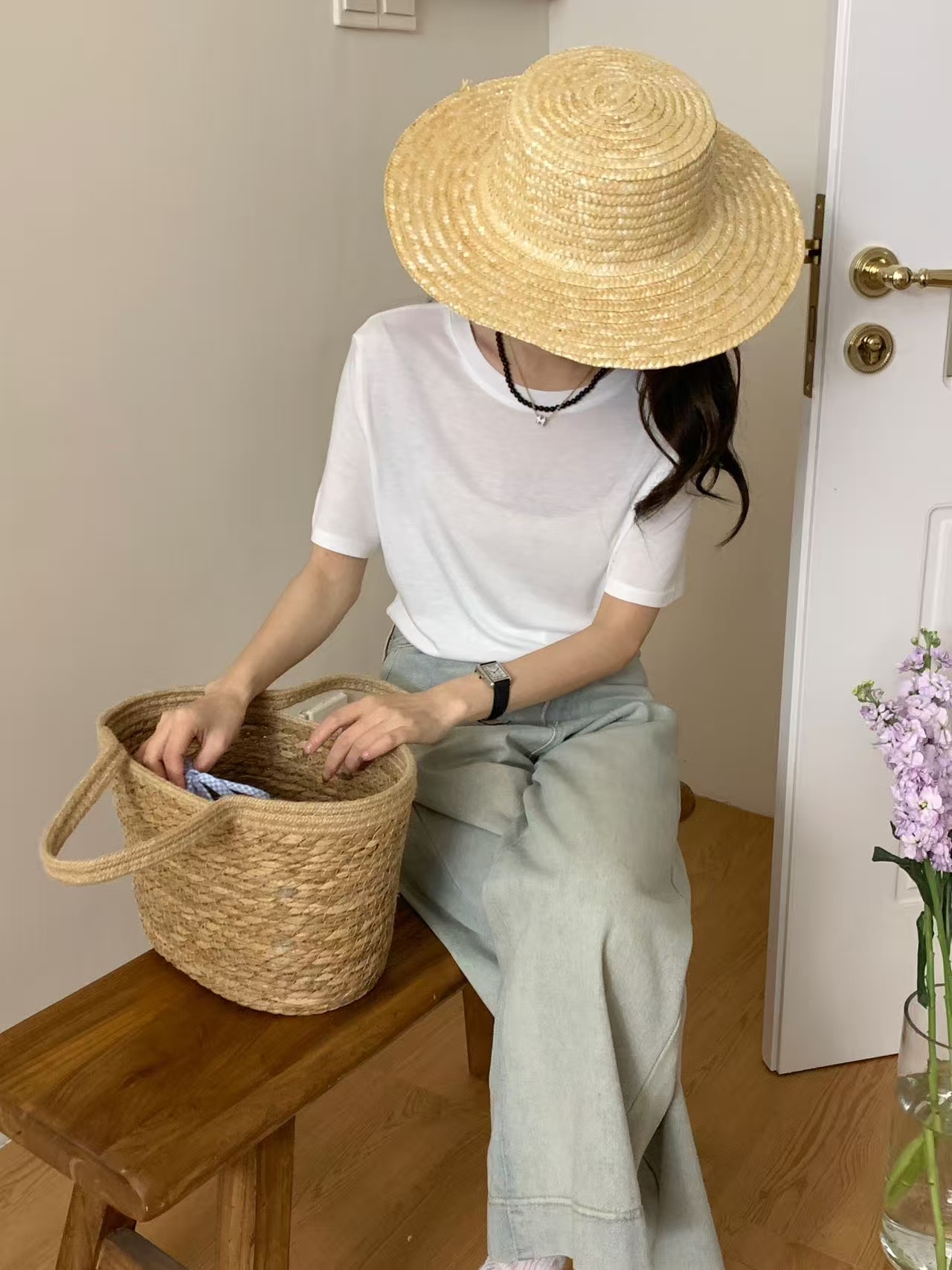 8825芯炫女装新款纯色简约圆领显瘦短袖上衣