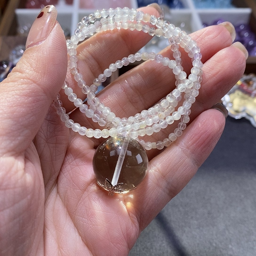 珠宝半成品水晶未镶嵌双A白水项链