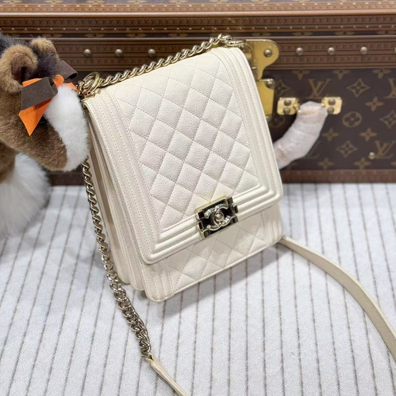 95新 Chanel/香奈儿 lina/香奈儿竖版leboy斜挎包29开