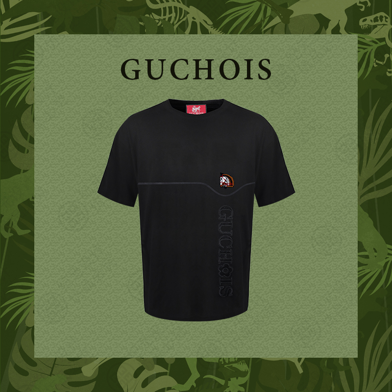 GUCHOIS【赤霄战马100%纯棉】牙刷毛刺绣工艺短袖T恤 GU276