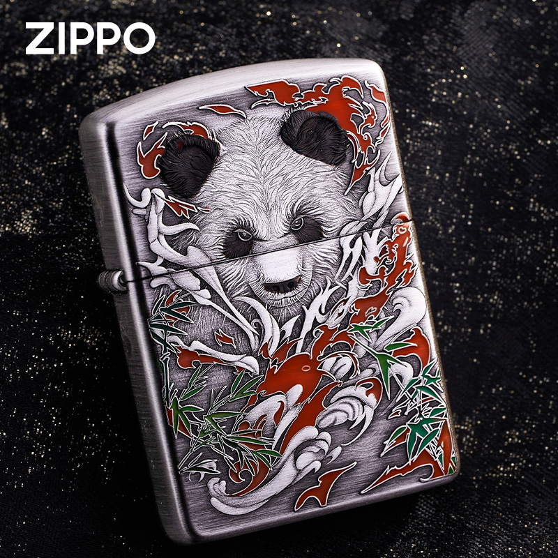 ZIPPO打火机【功夫熊猫】正品官方防风煤油功夫熊猫双面浮雕PWJ1